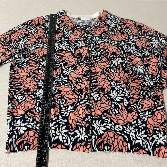 Crown & Ivy Cardigan Sweater Womens XL Orange Black White Elephants Palm Trees - Picture 10 of 11